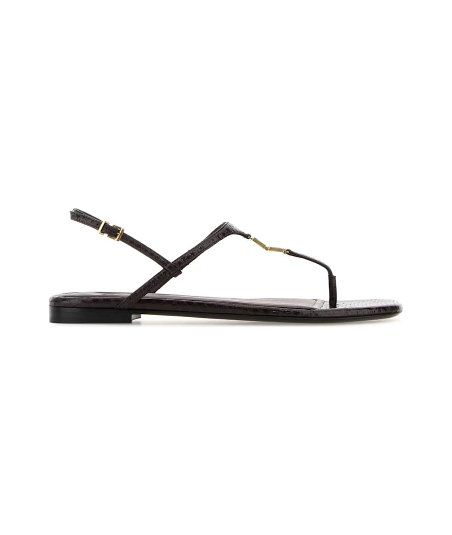 サンダル・ミュール FENDI Chocolate leather Fold thong sandals Fendi Chocolate Leather Fold Thong Sandals | italist, ALWAYS
