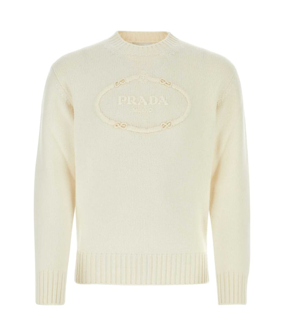 【送料&関税込】Prada Ivory Wool Blend Sweater Prada Ivory Wool Blend Sweater | italist