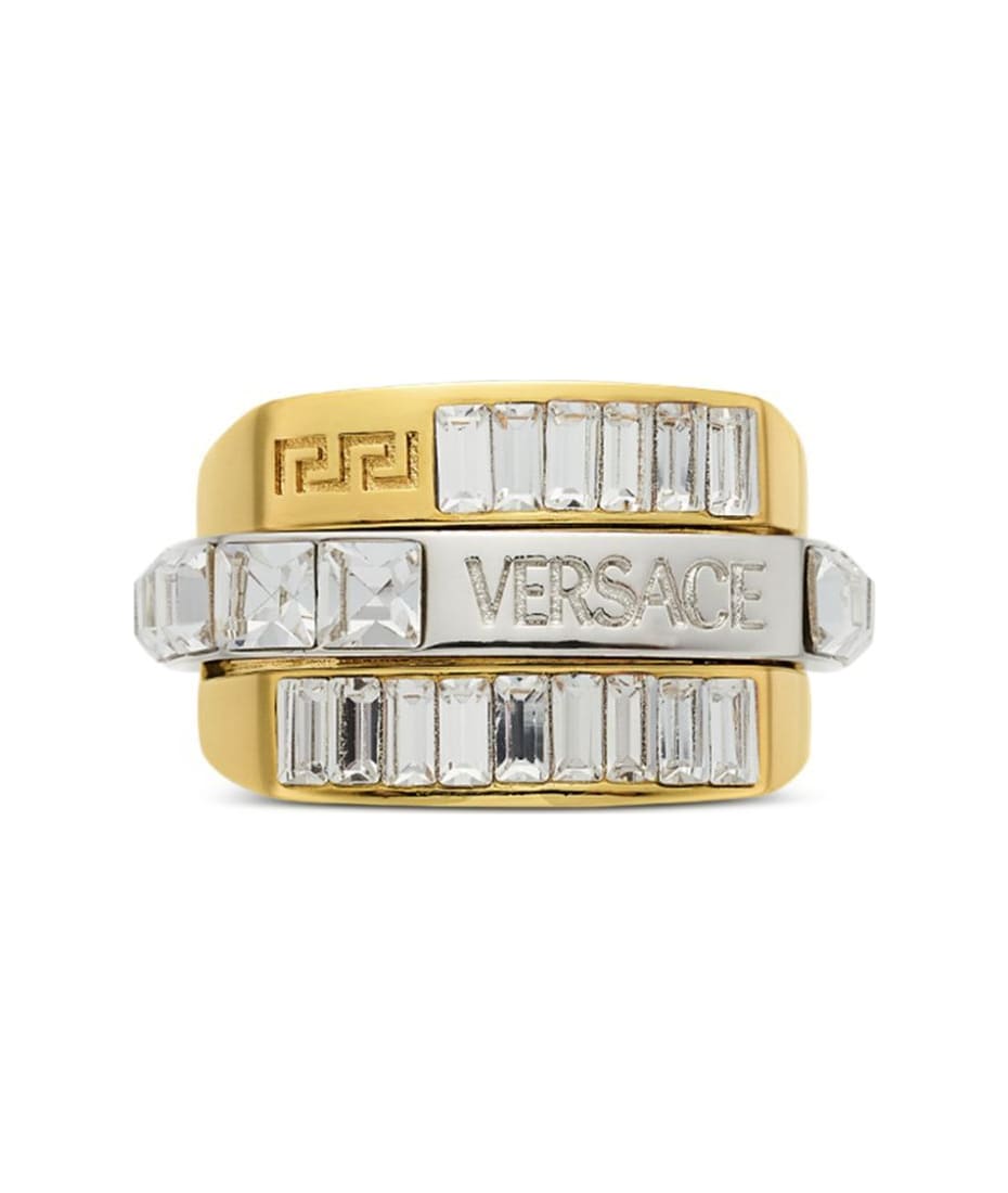 ヴェルサーチェ クリスタルロゴリング ゴールド リング クリスタル グレカ ゴールド | VERSACE JP