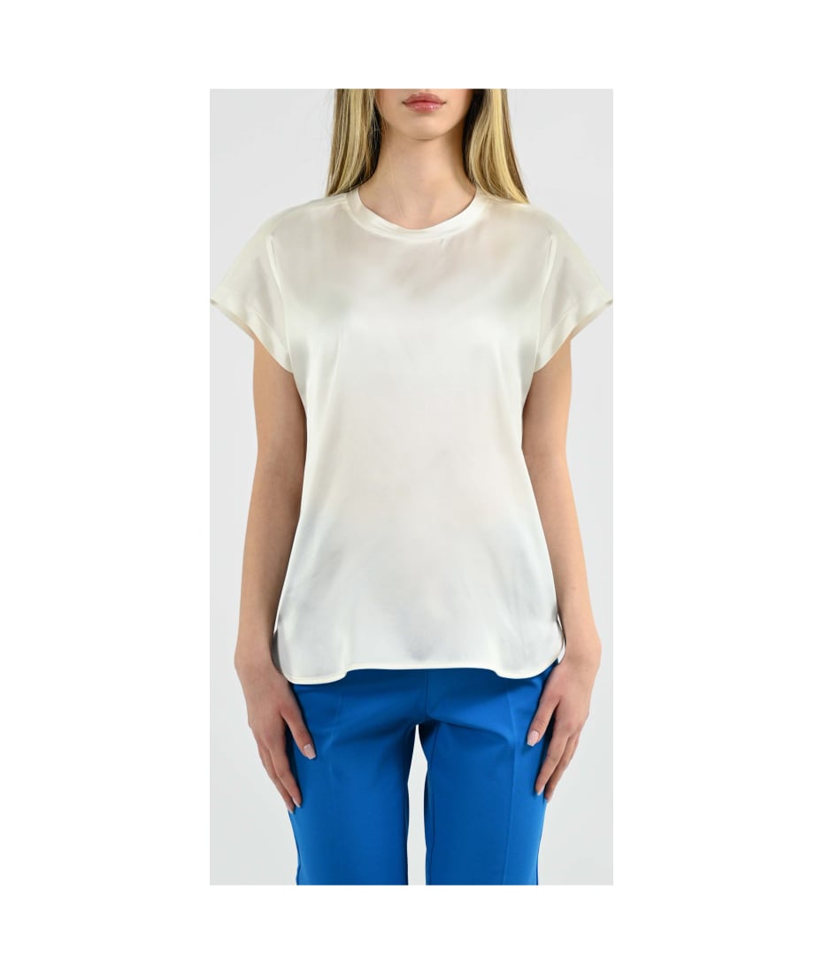 Pinko Short-sleeved Crewneck Satin Top