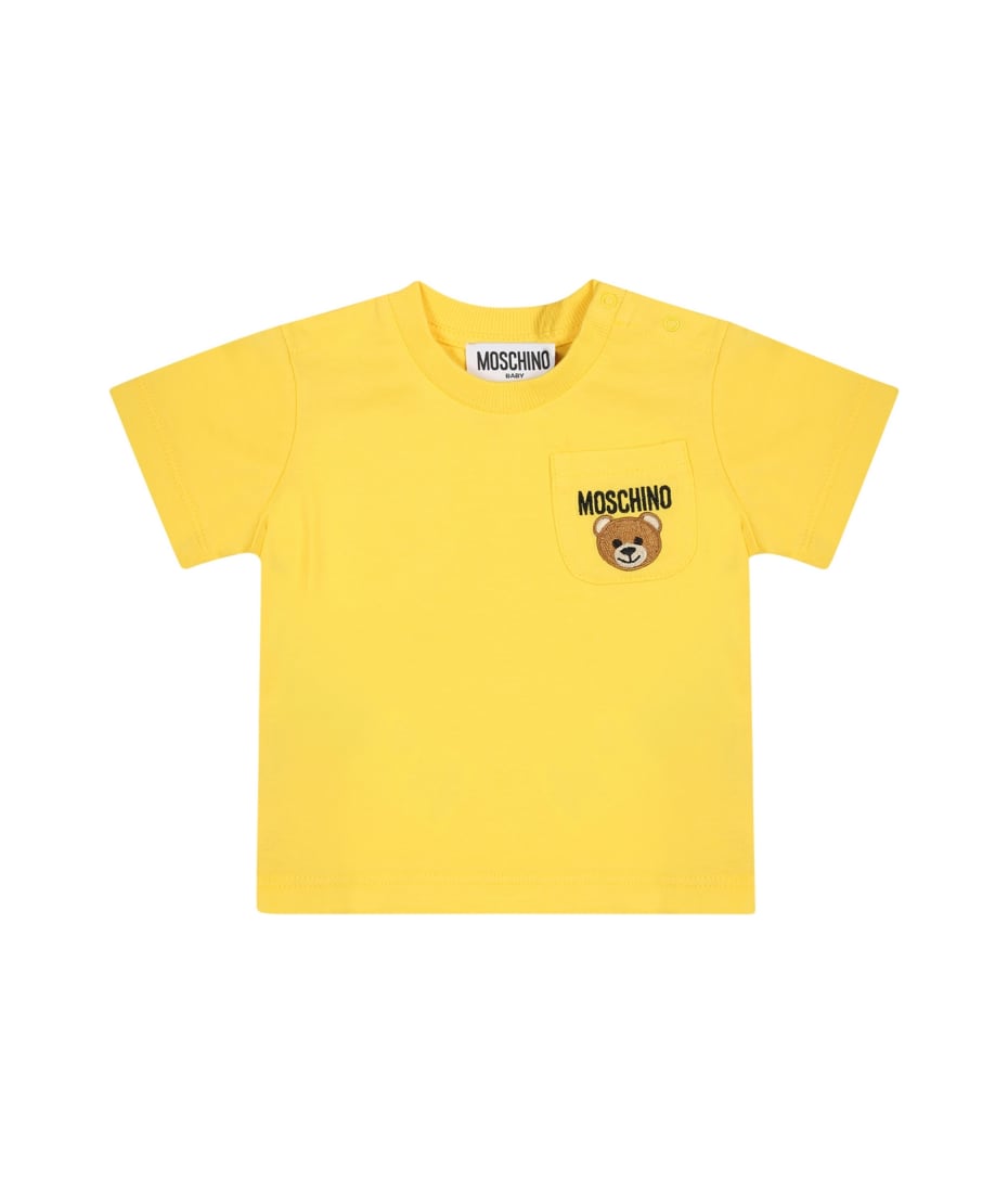 Moschino Yellow T-shirt For Baby Kids With Teddy Bear Tシャツ