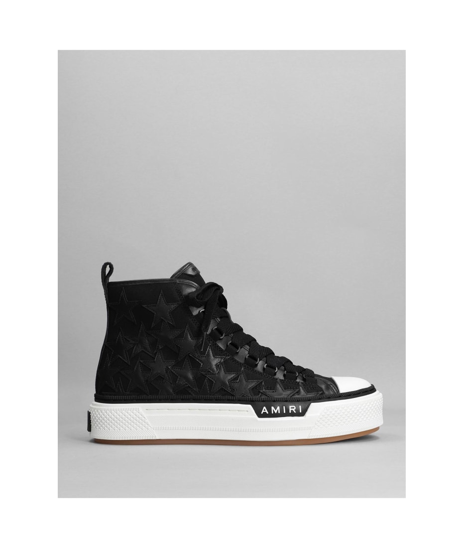 AMIRI Stars Court Hi Sneakers In Black Canvas | italist