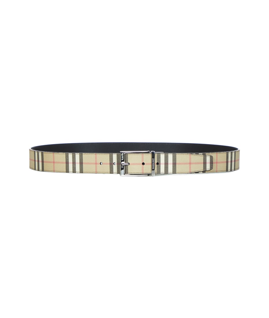 Burberry Belt With Vintage Check Print And Embossed Logo In Faux Leather in  White for Men