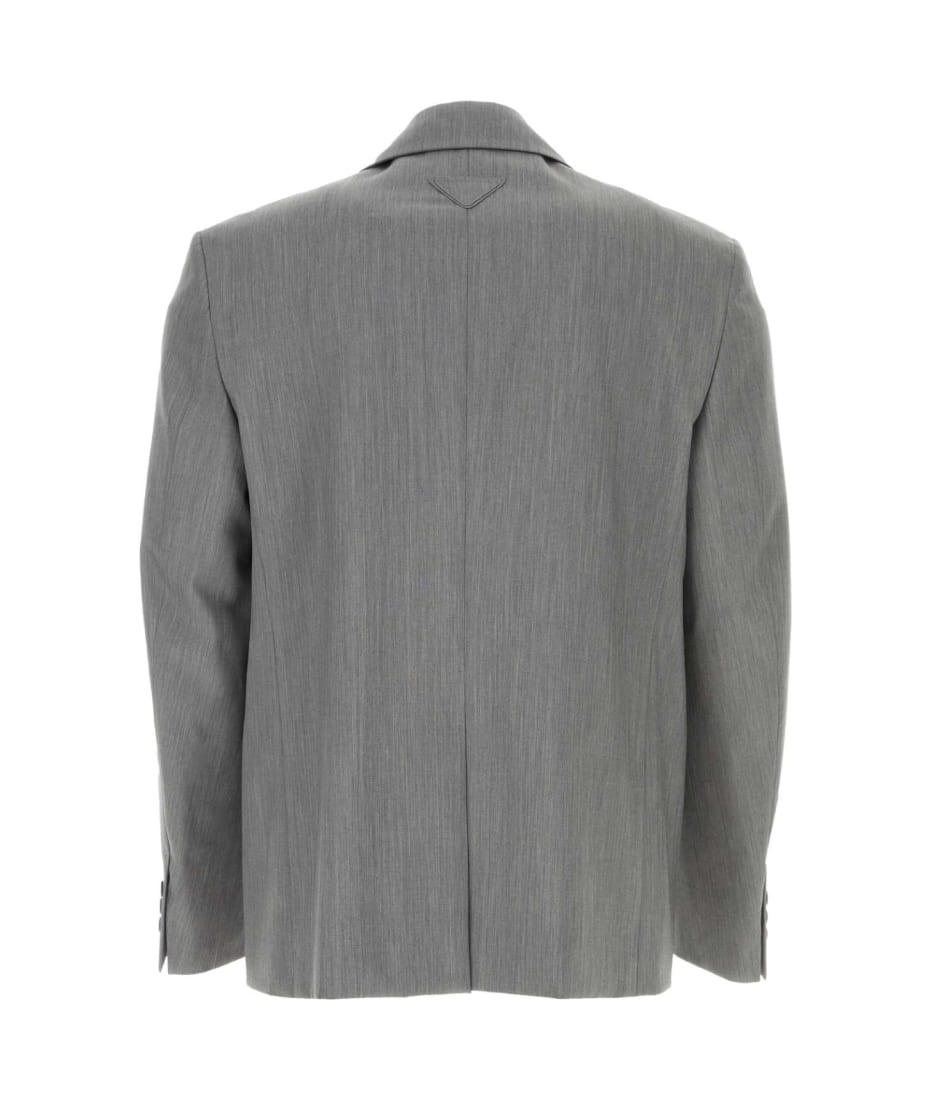 Prada Melange Grey Wool Blend Blazer | italist
