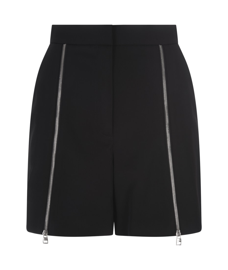 ショートパンツ alexander mcqueen SS24 Black wool shorts (780885QJAD8 1000) Alexander McQueen Wool Shorts With Front Zips | italist
