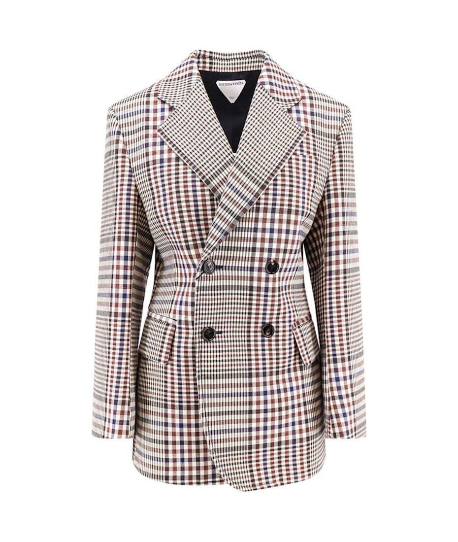 【関税＆送料込み】Bottega Veneta Double-Breasted Check Bla BOTTEGA VENETA Double-breasted wool blazer | NET-A-PORTER