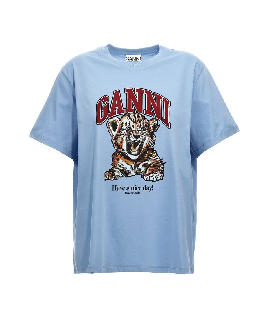 【関税&送料込】Ganni T-Shirt GANNI logo-embroidered T-shirt | Black | FARFETCH JO
