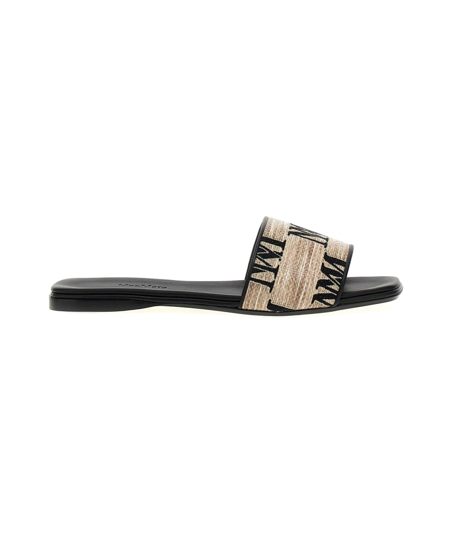 Max Mara 'logoslide' Sandals - NEUTRALS/BLACK