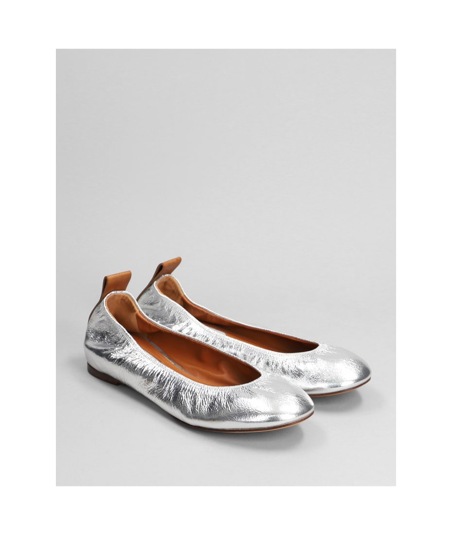 Lanvin Silver Leather hotsell Ballet Flats