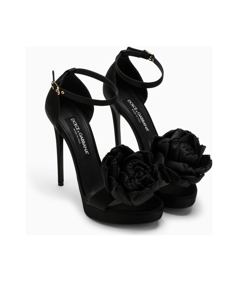 Dolce & Gabbana Black Satin High Sandal | italist