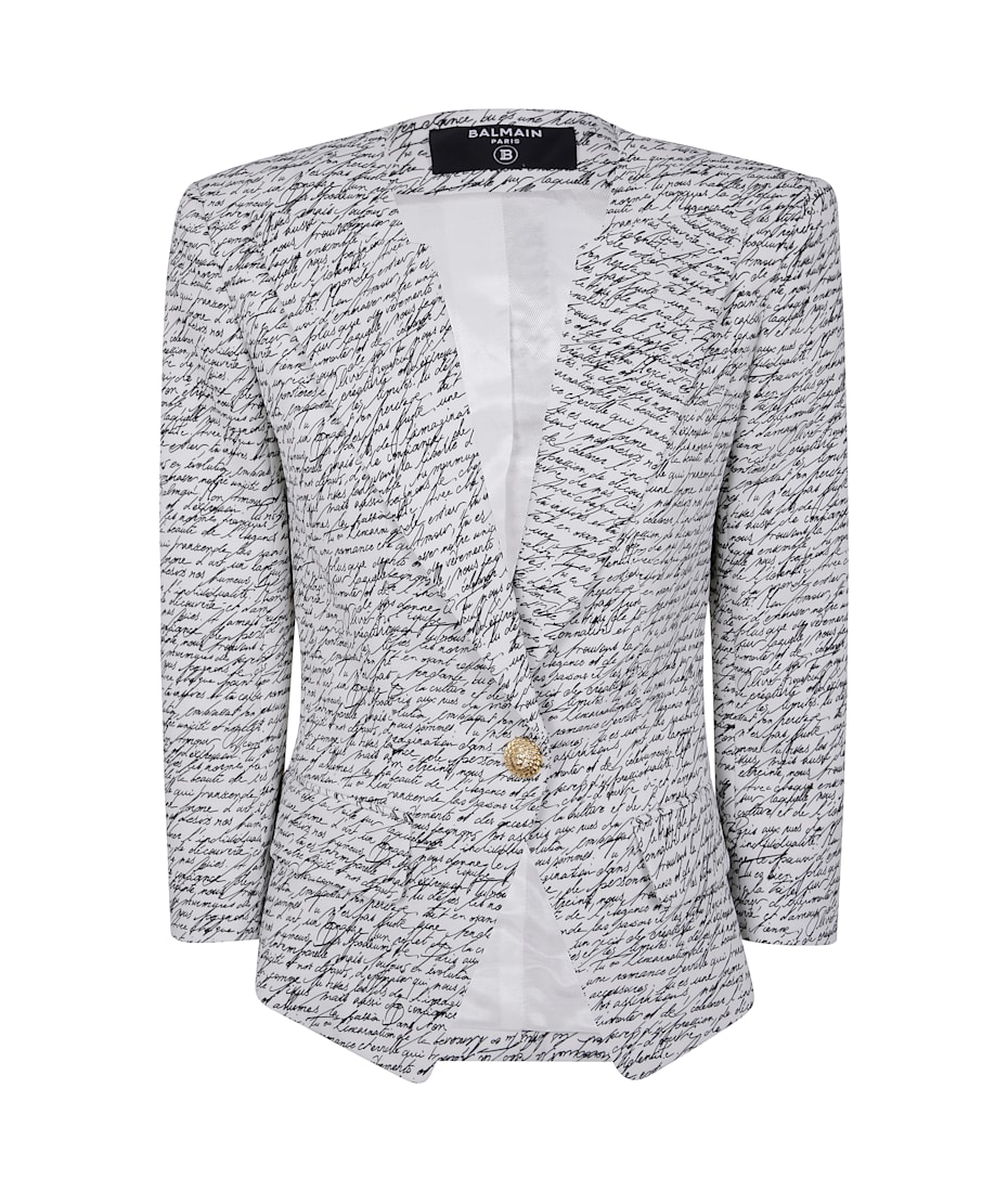 ジャケット BALMAIN 1 BTN LOVE LETTER PRINT TAILORED JACKET Balmain 1 Btn Love Letter Print Tailored Jacket | italist