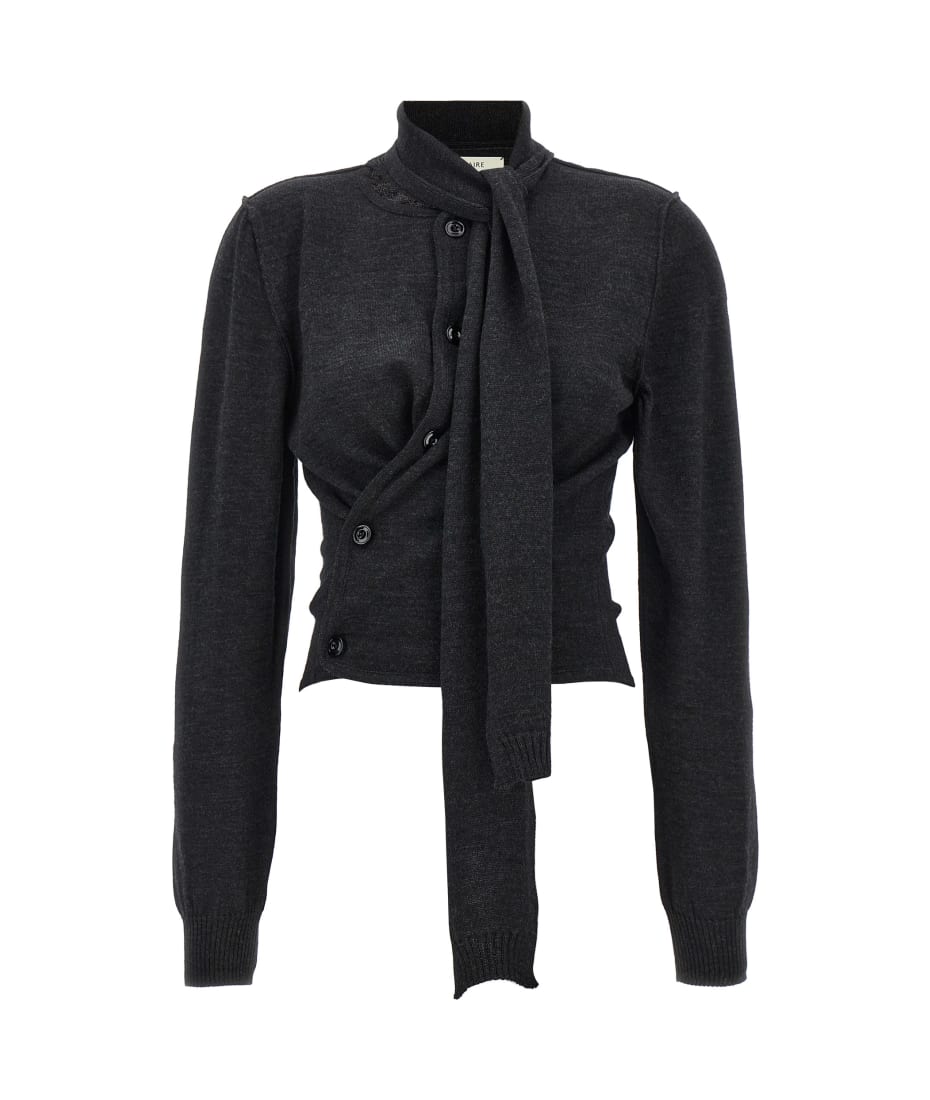 24ss Lemaire twisted cardigan グレー Lemaire: Anthracite Relaxed Twisted Cardigan | Men's