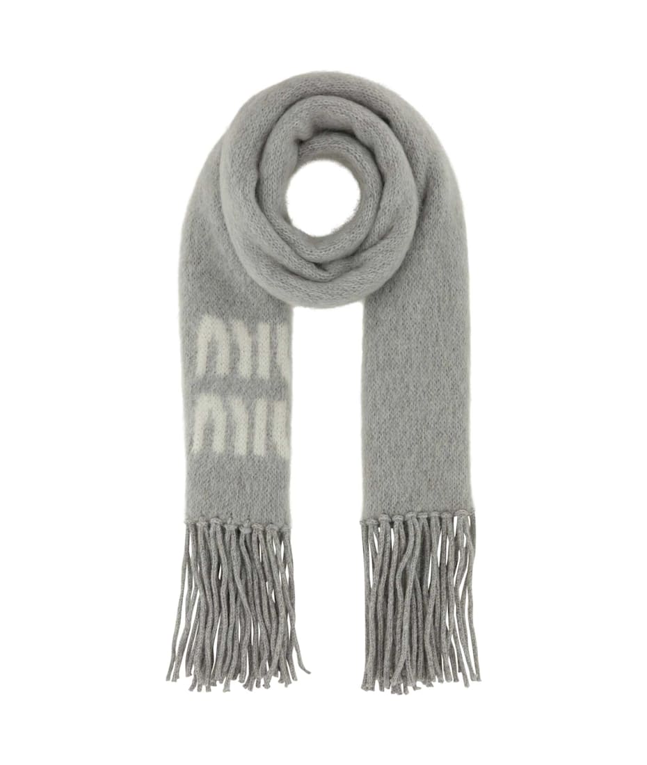 小物 MIU MIU wool scarf Miu Miu Merino wool scarf with logo Brown