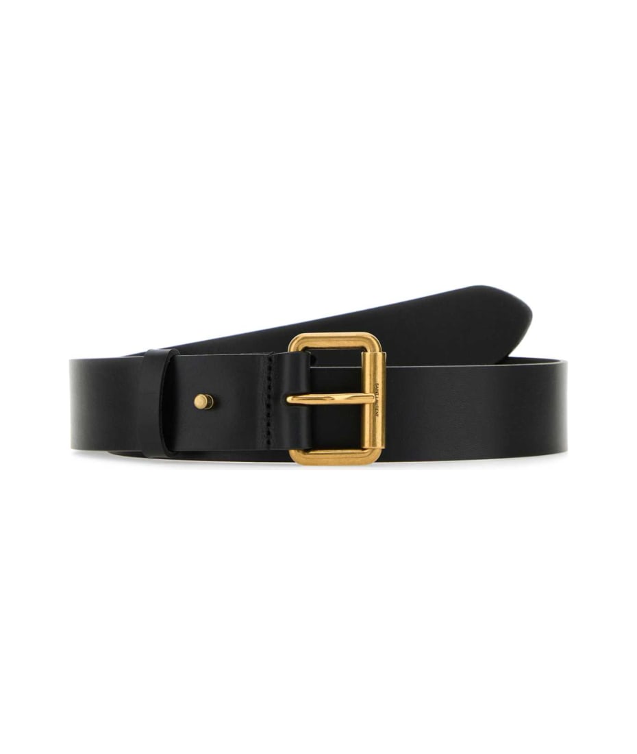 Saint Laurent Black Leather Motorcycle Belt ベルト 通販