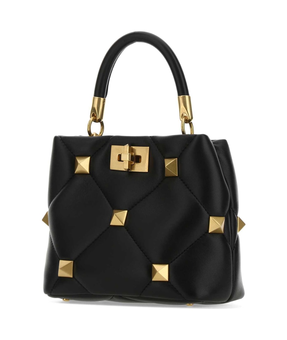 【関税&送料込】Valentino Garavani Black Nappa Leather Roman Valentino Garavani Roman Stud Small Crossbody Bag Black