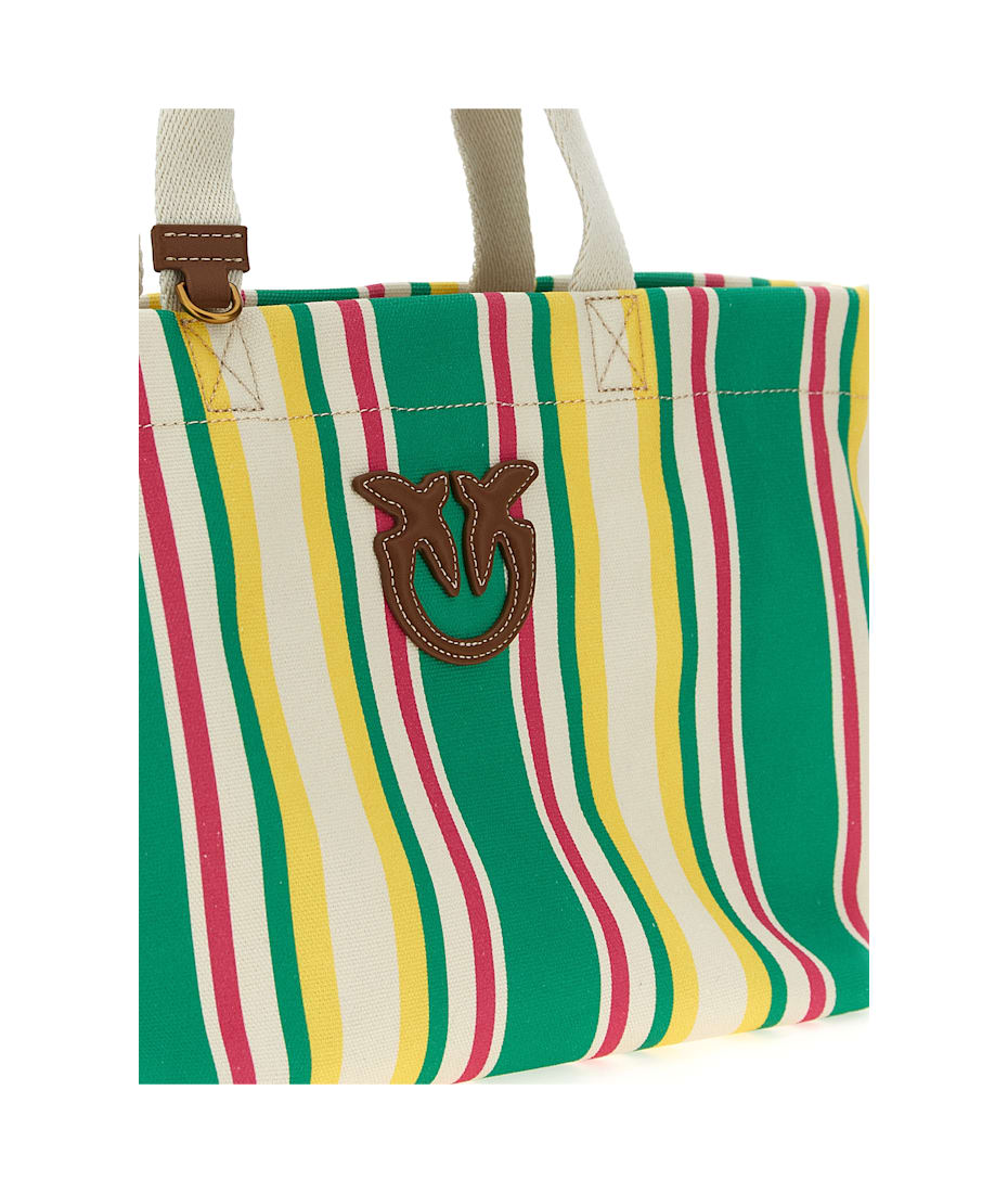 トートバッグ PINKO SS25 Shopping medium stripes (104753A2G5 H87Q) Medium shopper bag in striped canvas PINKO → Shop Online