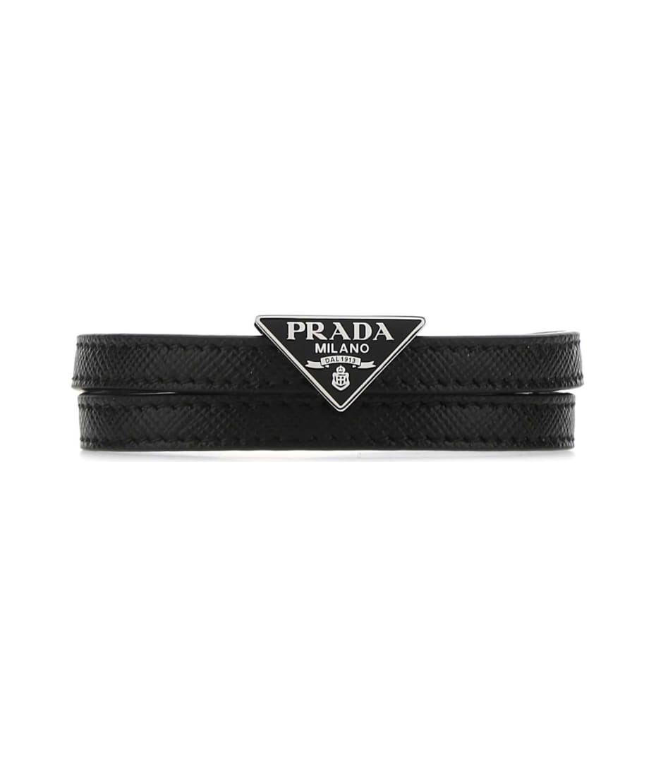 ブレスレット PRADA BRACELET (1IB6632HIL F0002) Prada Black Leather Bracelet | italist