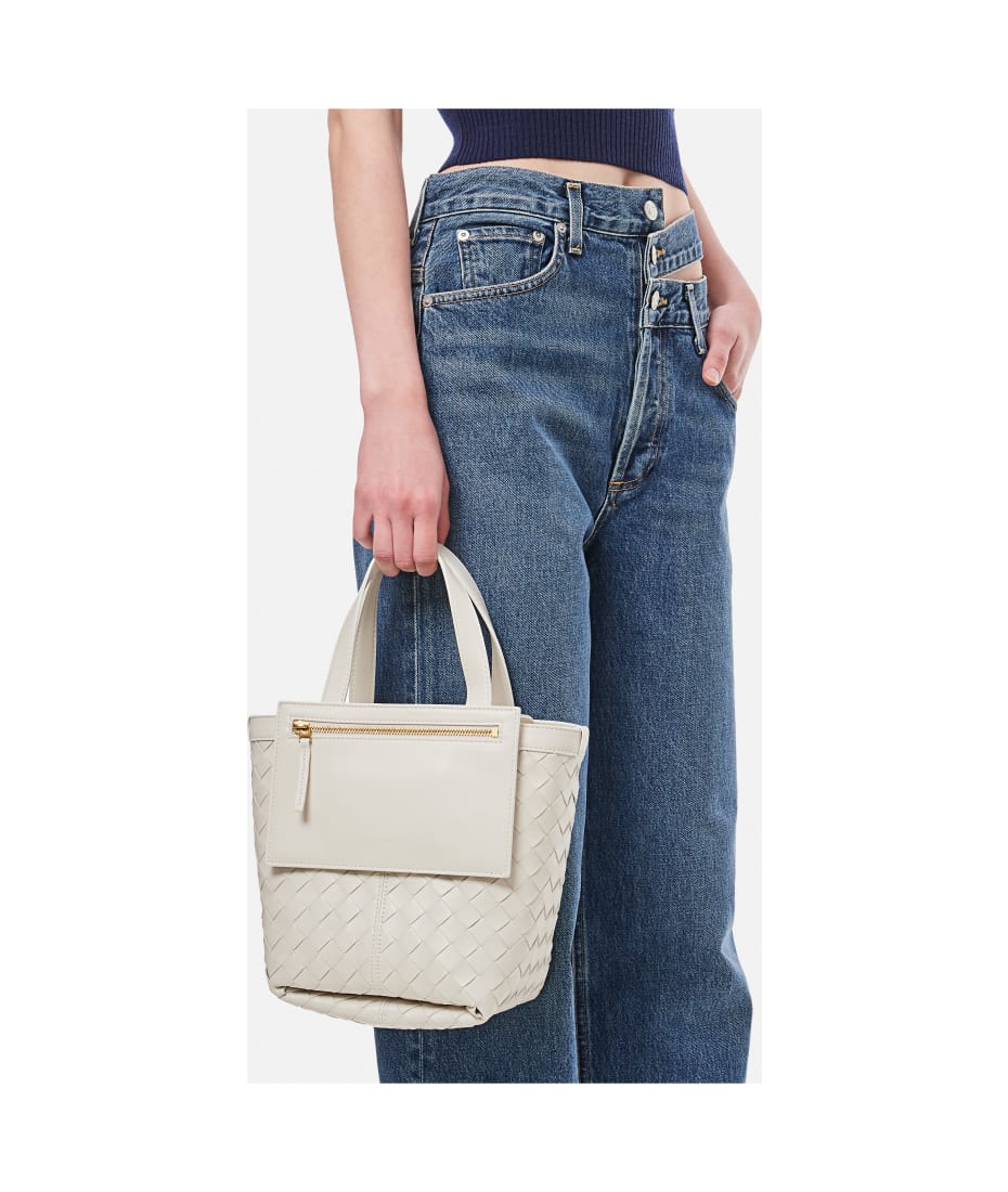 White Flip Flap small intrecciato-leather tote bag