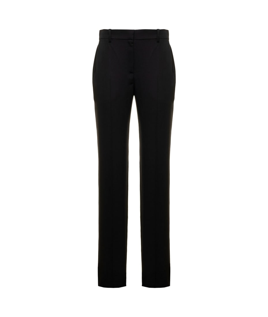 Black Grain De Poudre Wool Trousers Alexander Mcqueen Woman