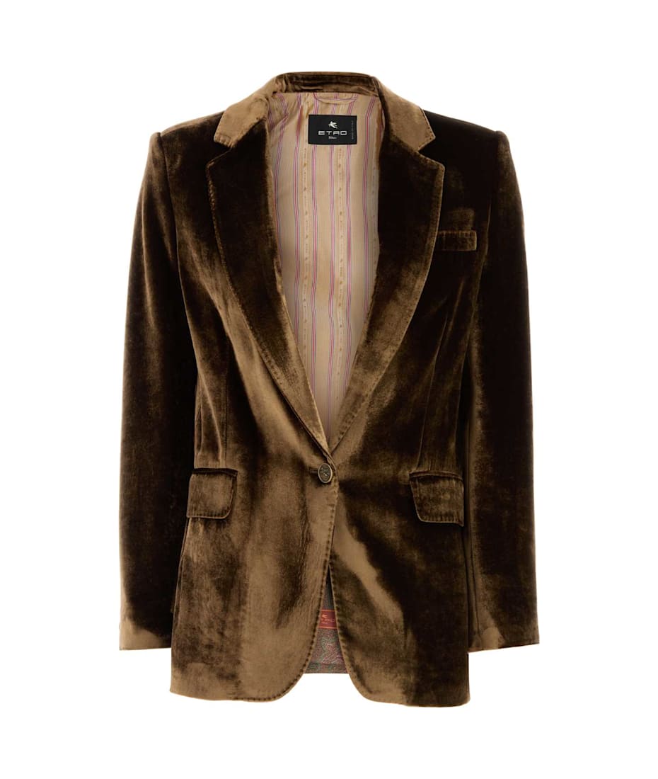 ジャケット ETRO FW25 Brown velvet blazer (WRCA004299TCD01 M0689) Etro Brown Velvet Blazer | italist