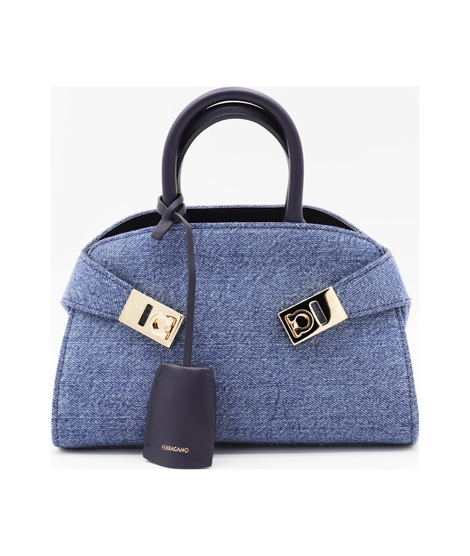 Ferragamo Denim Leather Hug Mini Top Handle Bag | italist, ALWAYS