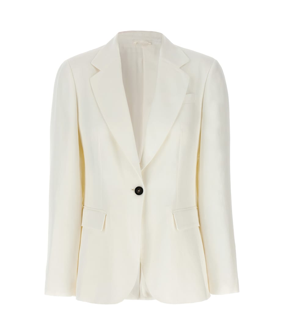 【関税込み】BRUNELLO CUCINELLI Single-breasted blazer Single-breasted linen blazer in blue - Brunello Cucinelli