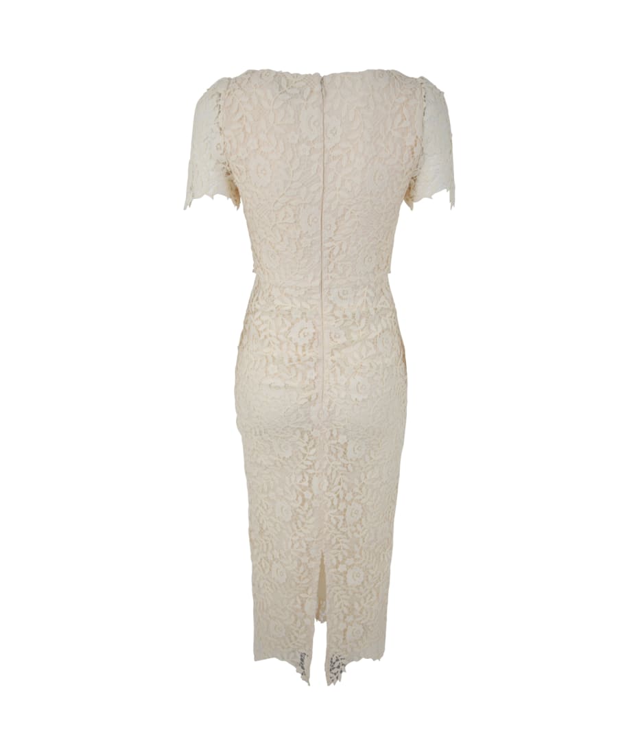 white christmas dresses Cream Chiffon Lace Midi Dress – self-portrait-US main image 0