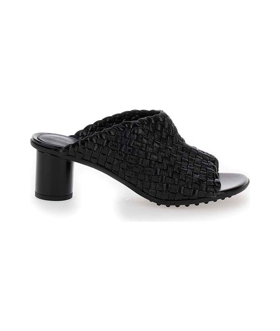 Bottega Veneta 'atomic' Black Mule Sandals With Intrecciato
