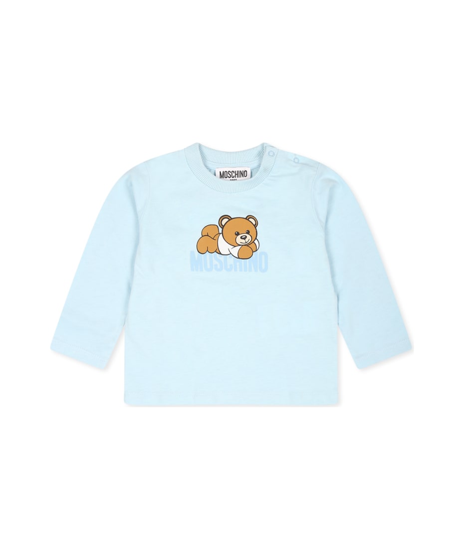 Moschino Light Blue T-shirt For Baby Boy With Teddy Bear | italist, ALWAYS  LIKE A SALE