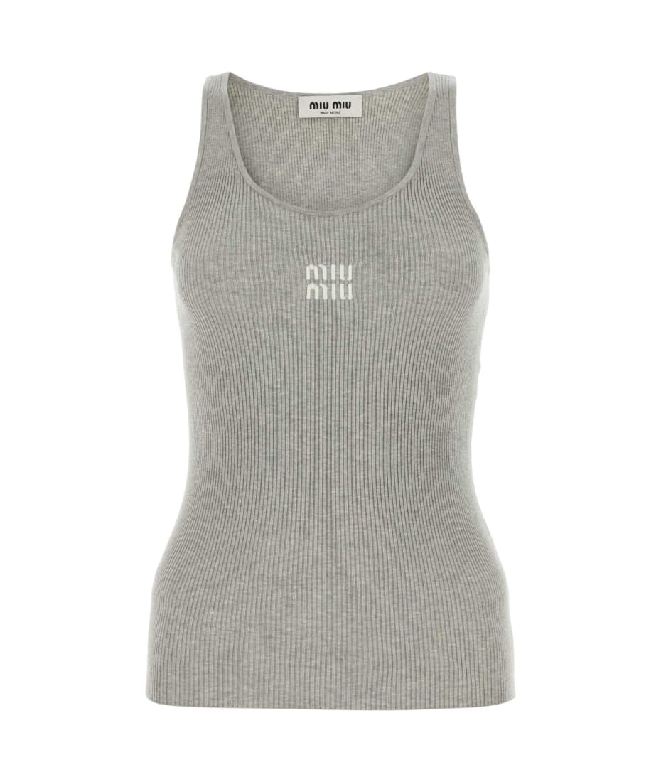 Miu Miu Grey Stretch Cotton Blend Tank Top | italist, ALWAYS