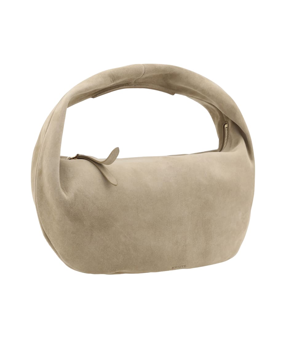 【VIP価格】KHAITE Olivia Hobo medium Shoulder Bag Medium Olivia Hobo in Black Pebbled Leather with Grommets