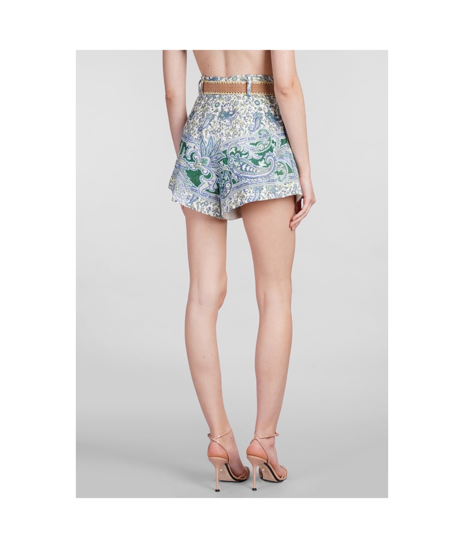 Zimmermann Shorts In Green Linen | italist