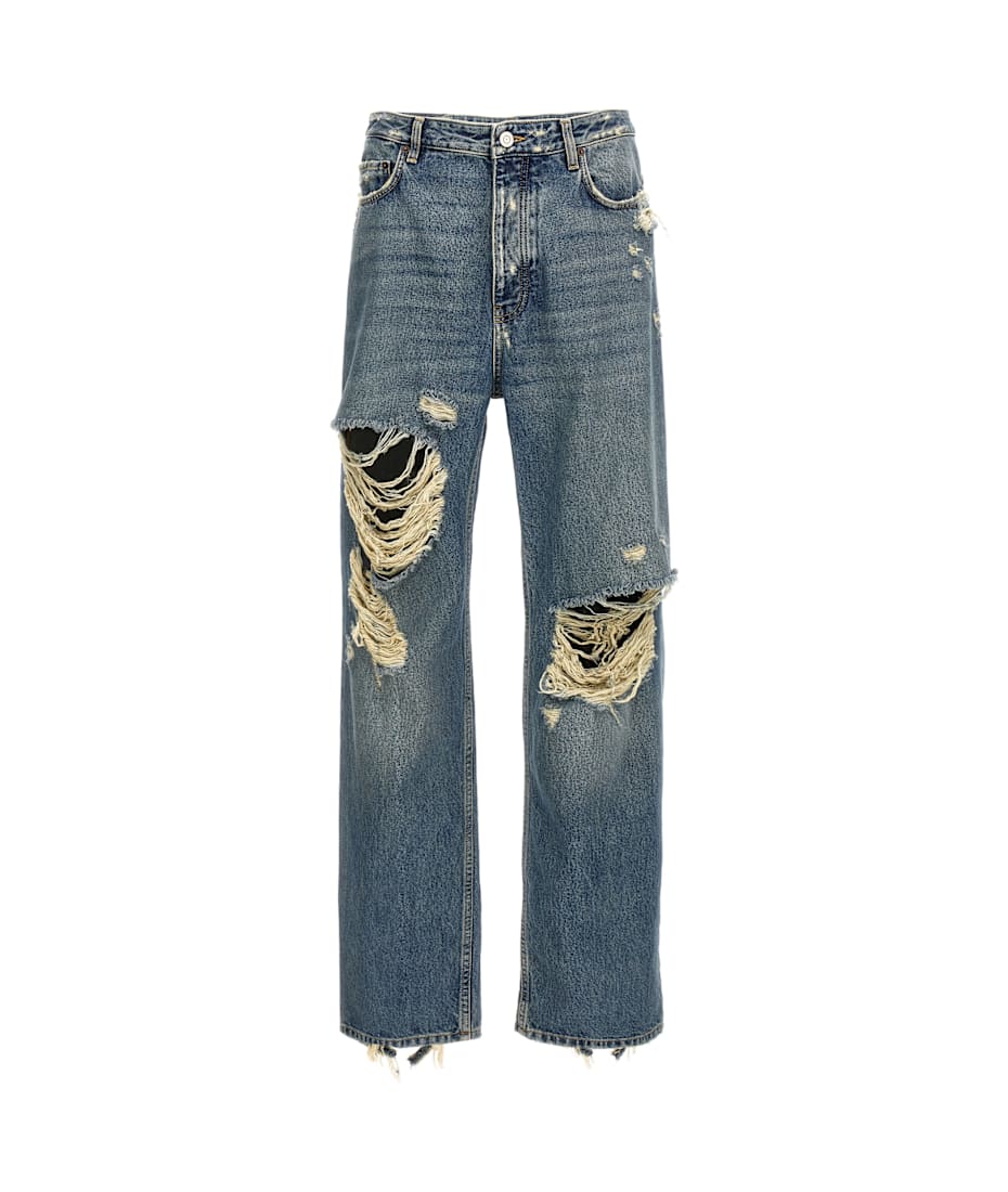 正規 新品 24SS Balenciaga ripped loose jeans Balenciaga Men's Loose Knee-Rip Jeans - Bergdorf Goodman