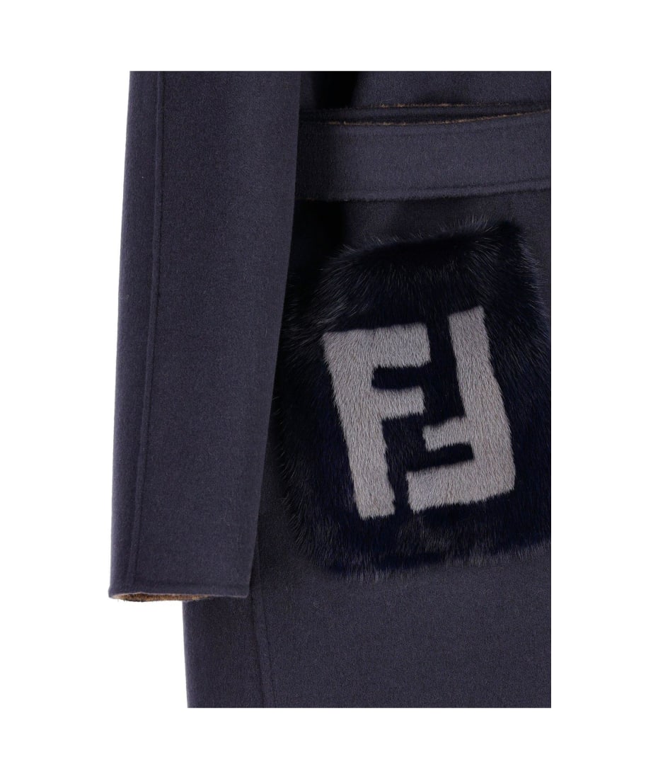 FENDI 21aw double breasted コート FENDI FF-print double-breasted Reversible Coat | Black
