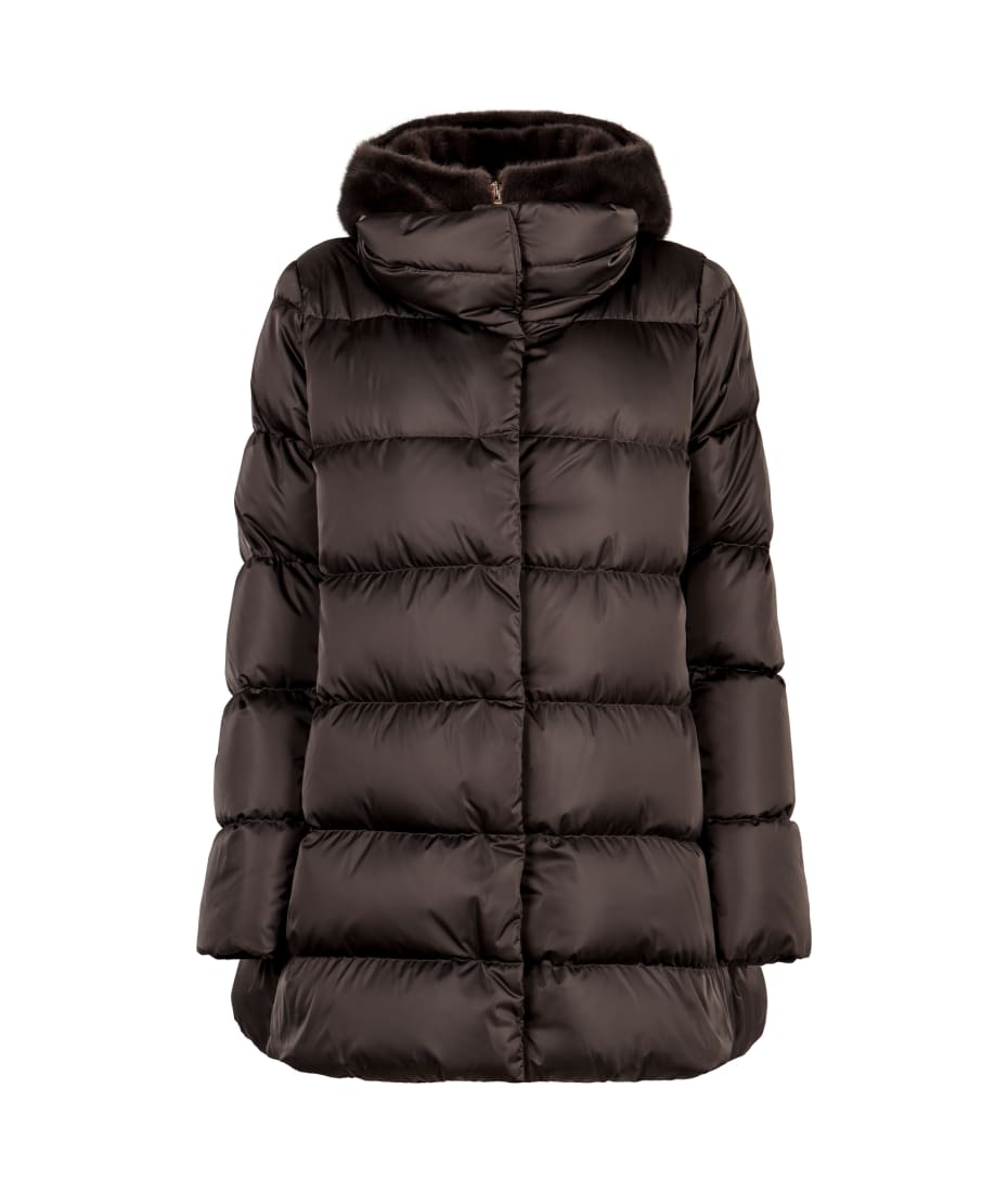 Hooded Techno Fabric Down Jacket