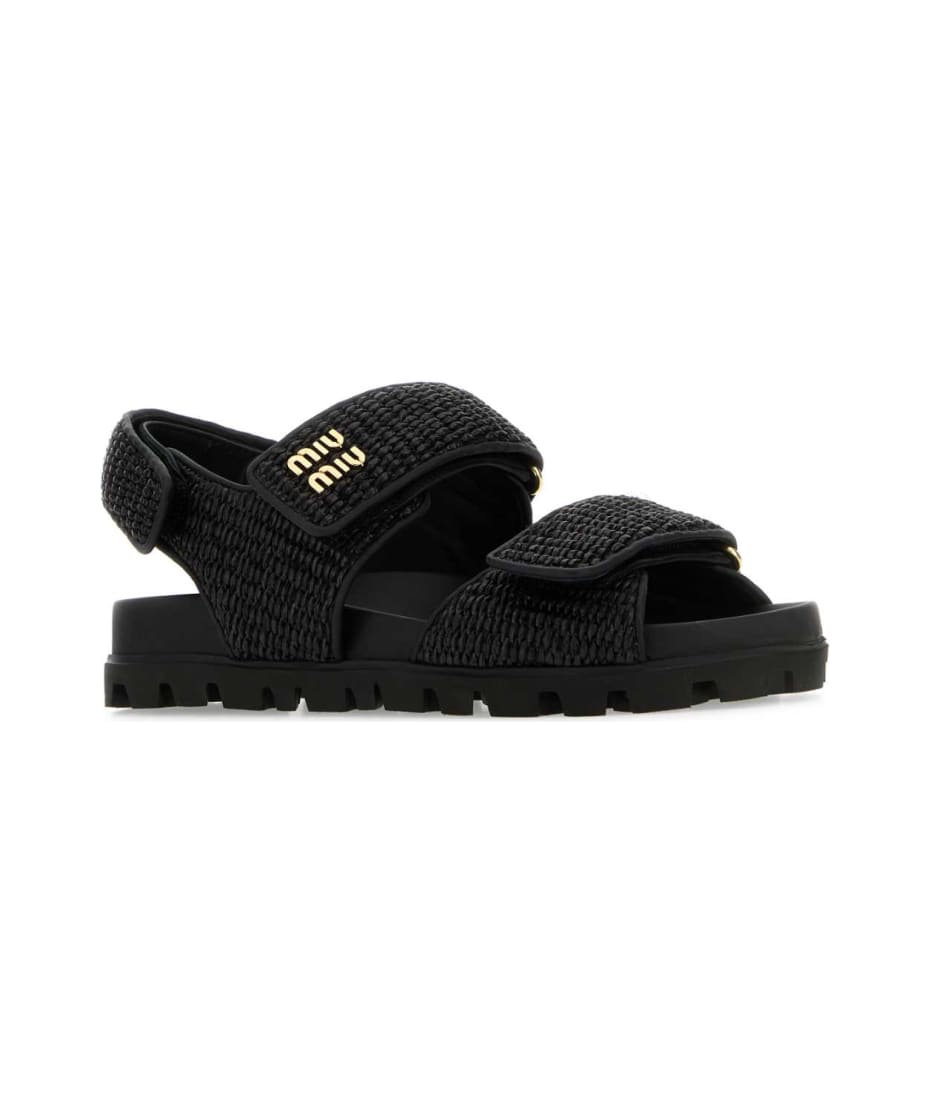 Miu Miu Black Raffia Sandals | italist