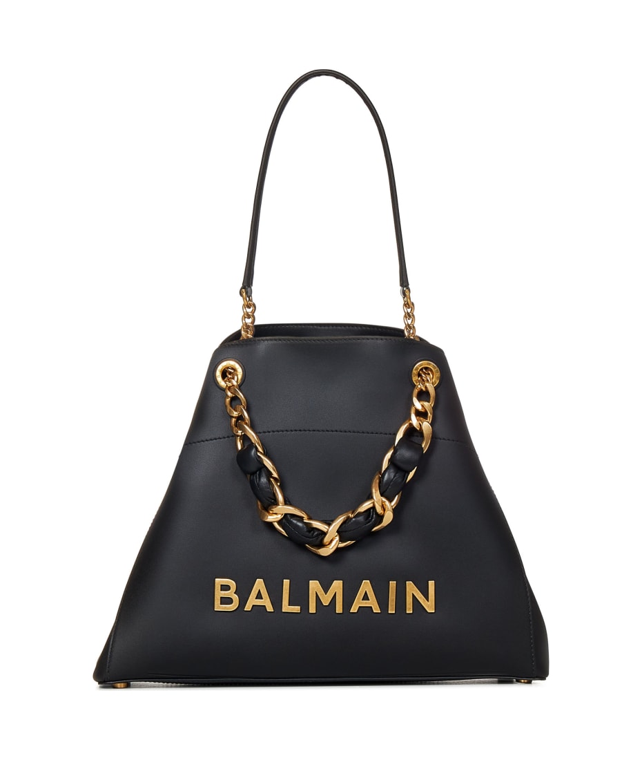 【VIP価格】BALMAIN Small 1945 Tote Bag Small 1945 Soft tote bag in striped patent leather - Women