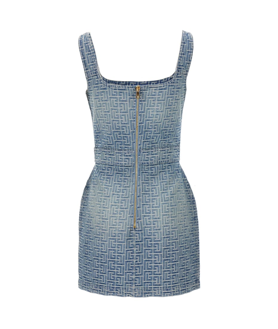 Balmain Monogram Denim Mini Dress | italist