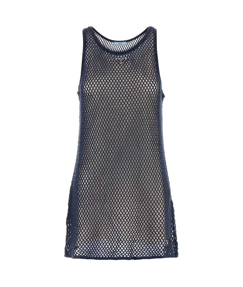 ワンピース PRADA Navy Blue Mesh Mini Dress Prada Navy Blue Mesh Mini Dress | italist