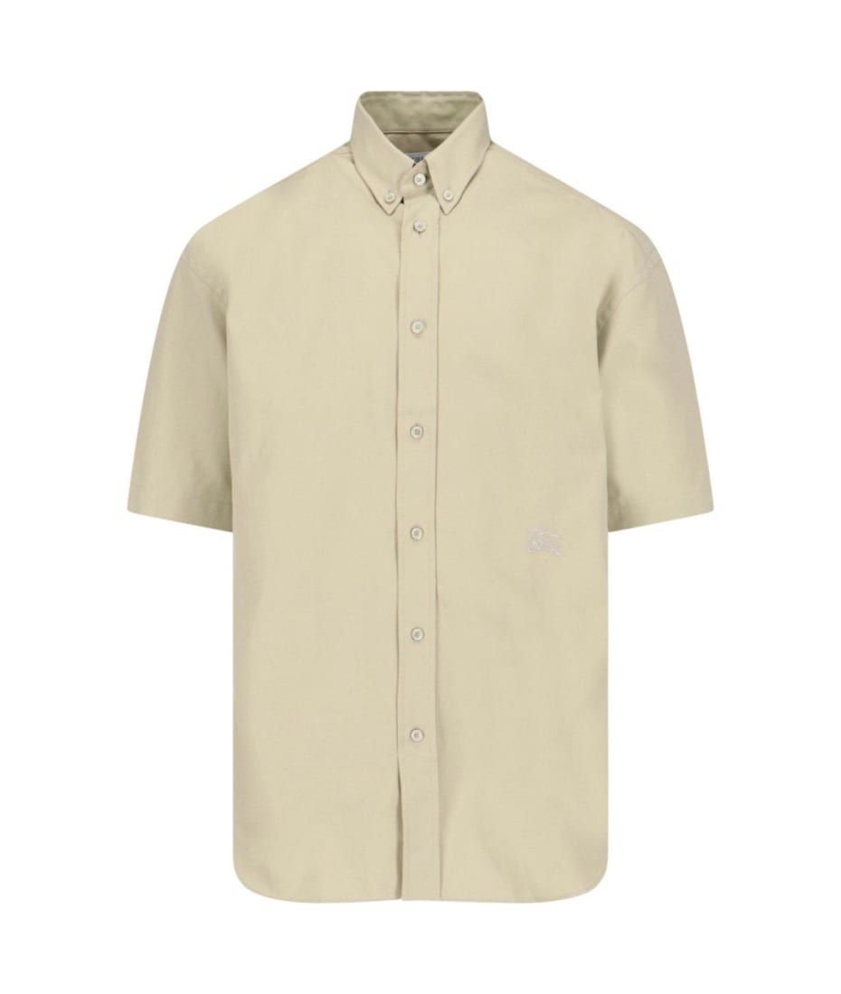 Tシャツ・カットソー Burberry SS25 Embroidered poplin shirt (8105202 A5686) Burberry Logo-embroidered Short Sleeved Poplin Shirt