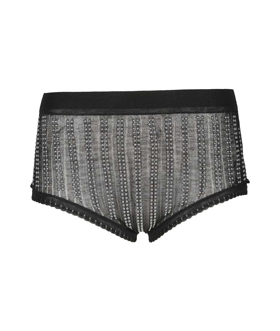 【関税込み】PACO RABANNE Studded briefs Rabanne bead-embellished High Waist Briefs | Black | FARFETCH