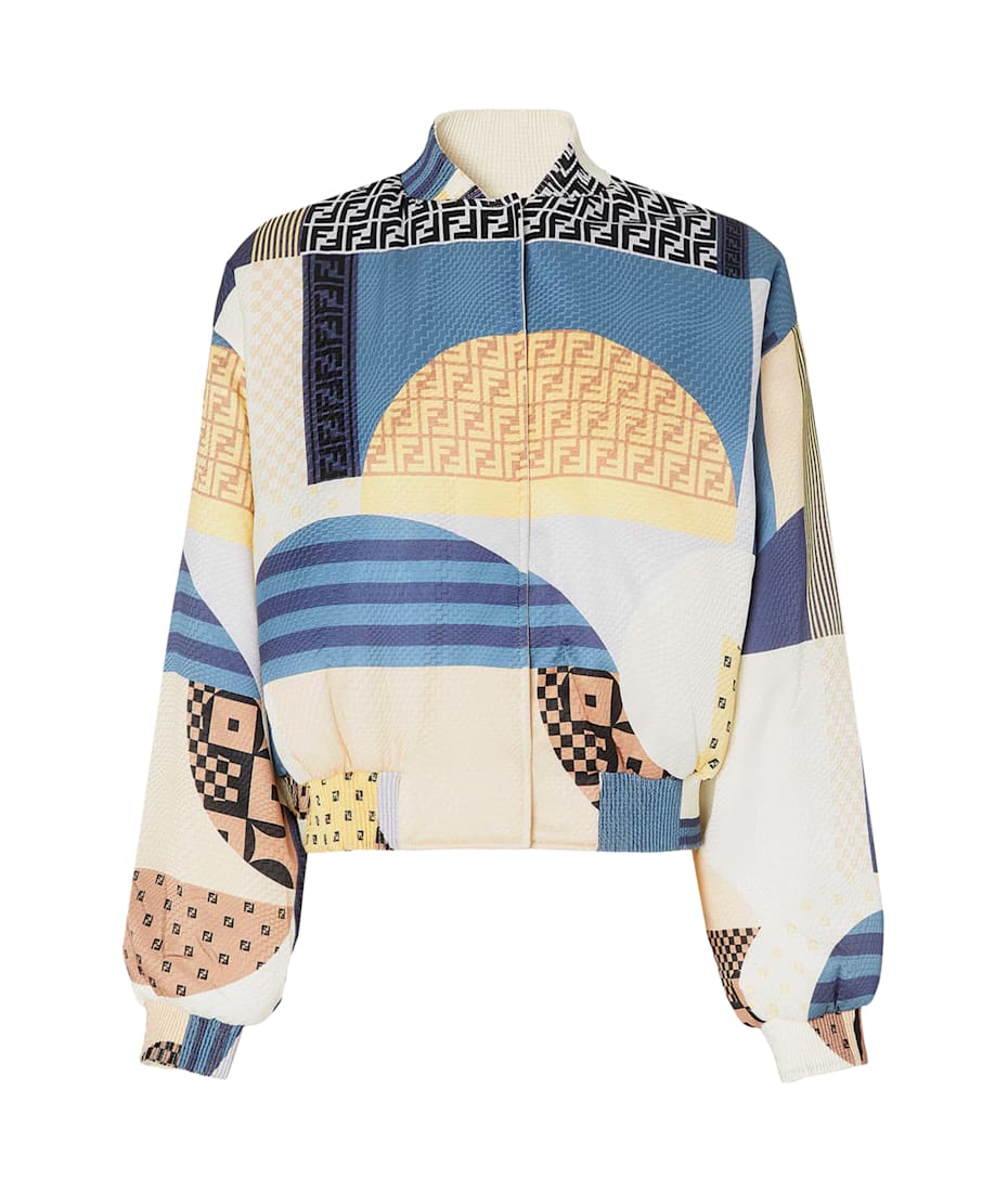 ジャケット FENDI Reversible patchwork silk bomber OCEAN-25 Fendi Reversible Patchwork Silk Bomber | italist