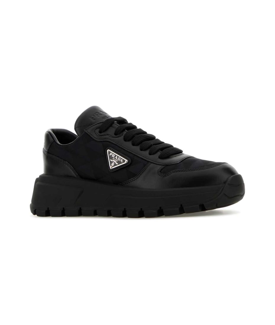 スニーカー PRADA SNEAKERS NYLON Prada Black Leather And Nylon Sneakers | italist