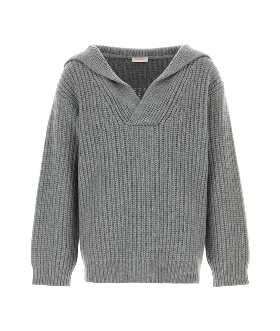 Tシャツ・カットソー VALENTINO GARAVANI Grey Cashmere Sweater Valentino Lightweight Sweater Mens L Gray Cashmere Wool