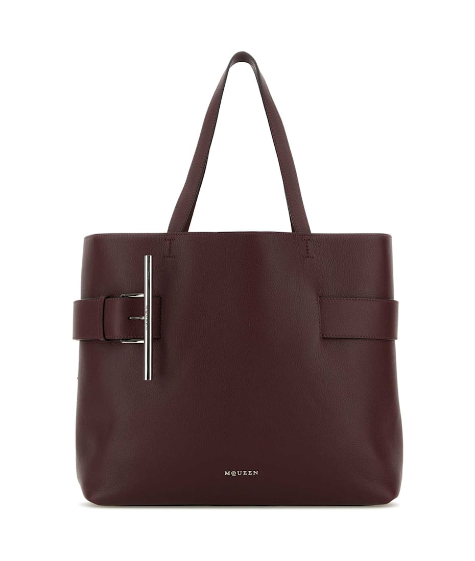 トートバッグ ALEXANDER MCQUEEN Tyrian Purple Leather T-Bar Shopping Bag Alexander McQueen Tyrian Purple Leather T-bar Shopping Bag