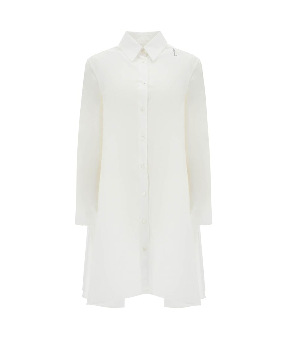 【送料&関税込】Marni White Cotton Dress With Embroidery Marni White Cotton Dress With Embroidery | italist