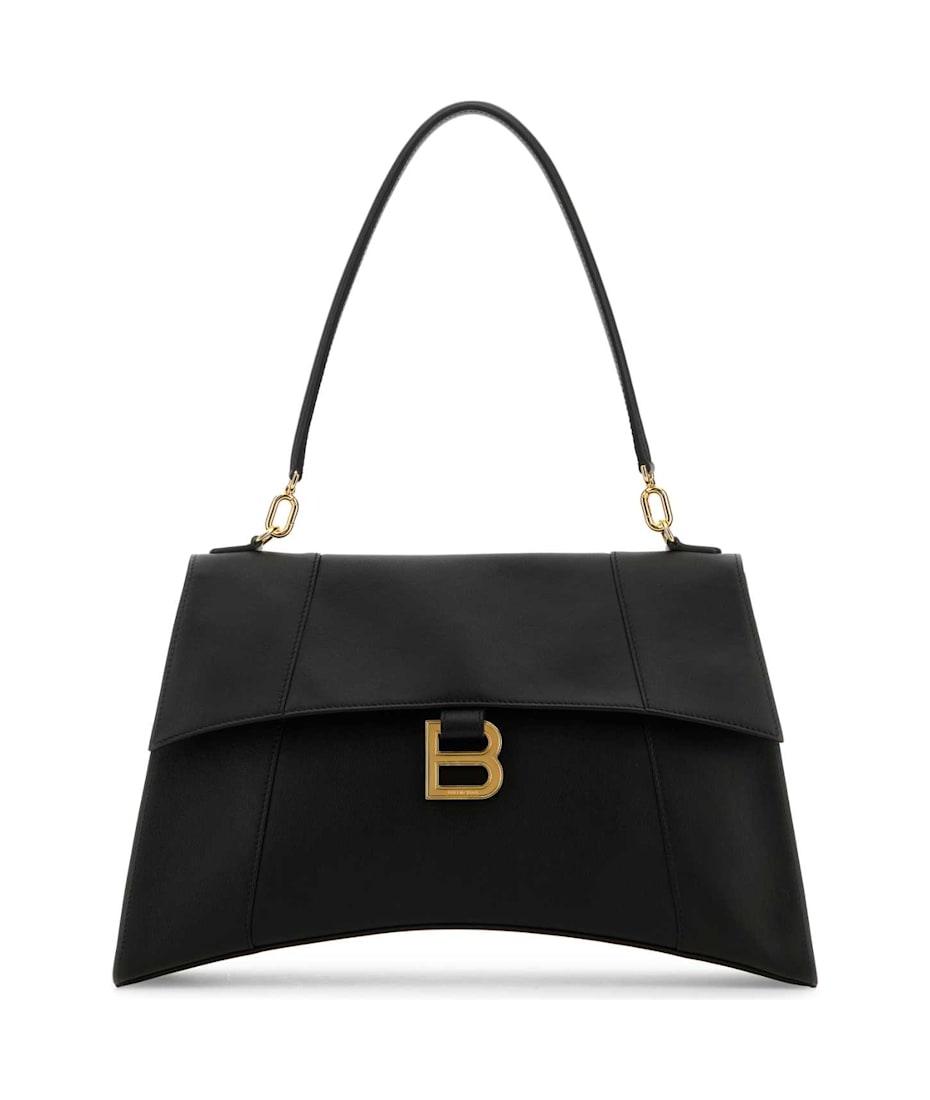 トートバッグ BALENCIAGA Black Leather Hourglass Shoulder Bag Women's Hourglass Soft Tote Bag Large in Black | Balenciaga US
