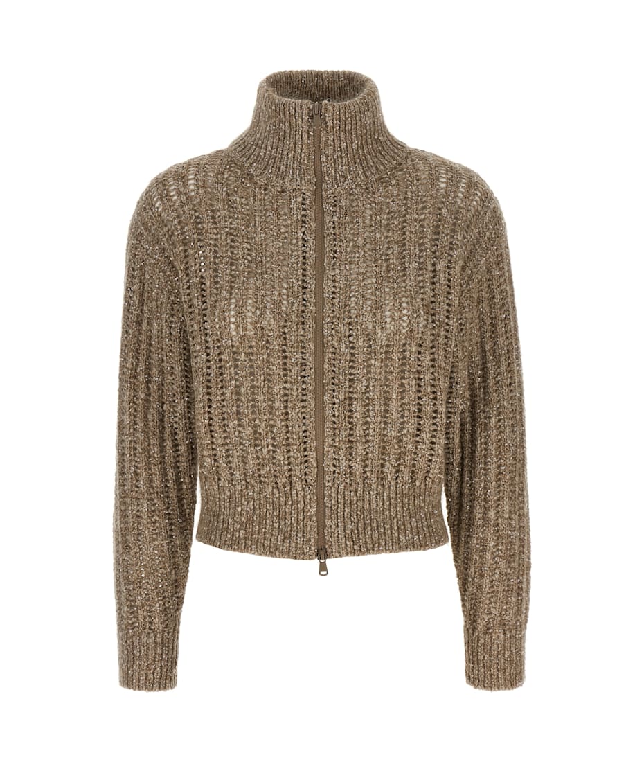 BRUNELLO CUCINELLI 'Rustic Dazzling Net' cardigan Brunello