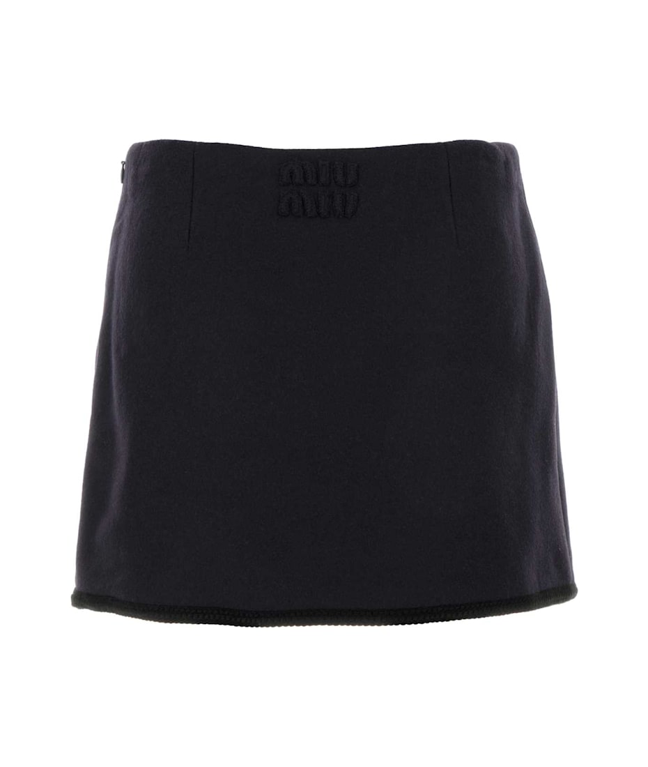 スカート MIU MIU Dark Blue Wool Blend Mini Skirt Miu Miu Midnight Blue Wool Mini Skirt | italist