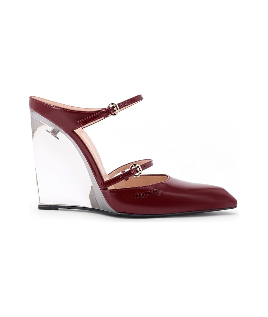 Gucci ヒール 赤 Wedge Leather Mule グッチ Gucci Wedge Leather Mule | italist